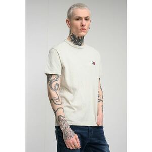 Tricou regular fit de bumbac cu logo brodat - Bej deschis imagine