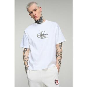 Tricou de bumbac cu logo brodat - Alb optic imagine