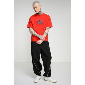 Tricou de bumbac cu logo brodat - Rosu vermillion imagine