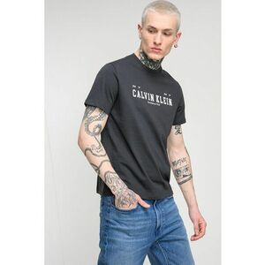 Tricou de bumbac cu decolteu la baza gatului si logo - Negru imagine