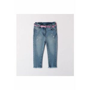 Pantaloni denim cu acesoriu curea pentru fetite - 4.7651 - Albastru imagine