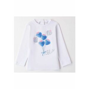 Bluza cu imprimeu capsuni cu strasuri - Alb - Albastru inimi imagine