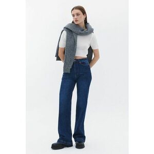 Tricou tricoat fin crop - Alb optic imagine