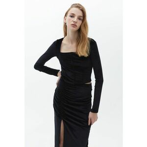 Bluza slim-fit cu decolteu patrat - Negru imagine