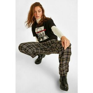 Pantaloni cu croiala dreapta si model in carouri - Negru/Galben pai/Alb murdar imagine