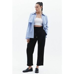 Pantaloni relaxed fit din amestec de lyocell cu snur de ajustare in talie - Negru imagine