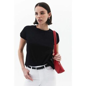 Tricou din bumbac cu model uni - Negru imagine