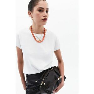 Tricou din bumbac cu model uni - Alb imagine