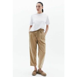 Pantaloni relaxed fit din amestec de lyocell cu snur de ajustare in talie - Maro nisip imagine