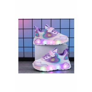 Pantofi sport cu luminite Model AL 21900 Purple Hearts - Textil - Fete - Multicolor - Multicolor imagine