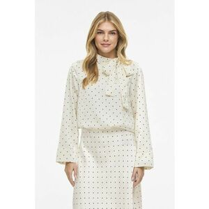 Bluza din satin cu funda din panglici - Albastru inchis/Alb murdar imagine