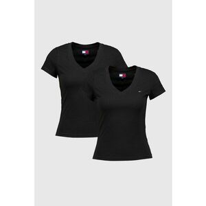 Set de tricouri din bumbac cu decolteu in V - 2 piese - Negru imagine