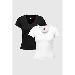 Set de tricouri din bumbac cu decolteu in V - 2 piese - Alb/Negru imagine