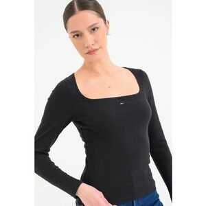 Bluza slim fit cu decolteu patrat - Negru imagine