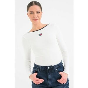 Bluza slim fit cu decolteu barcuta - Alb imagine