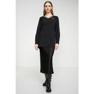 Rochie-pulover cu decolteu in V - Negru imagine