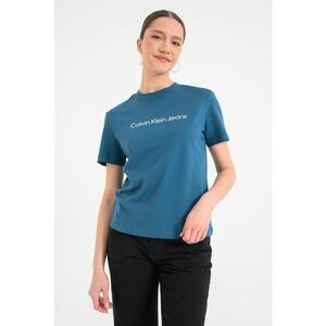 Tricou de bumbac cu logo - Albastru petrol imagine