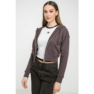 Hanorac crop cu fermoar - Maro taupe imagine
