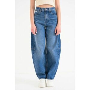 Blugi relaxed fit cu talie inalta - Albastru melange imagine