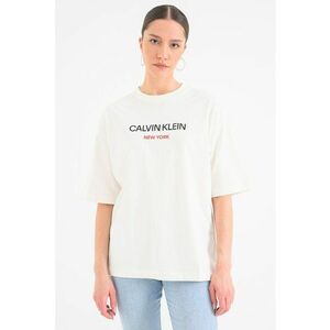 Tricou supradimensionat cu logo - Crem imagine