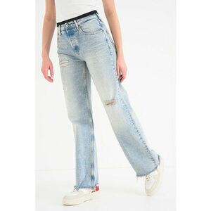 Blugi relaxed fit drepti Mia - Albastru deschis melange imagine