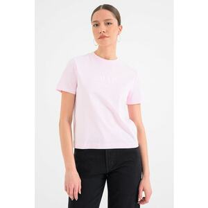 Tricou de bumbac cu imprimeu logo - Roz deschis imagine