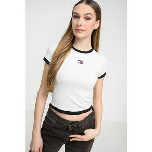 Tricou crop slim fit - Alb imagine