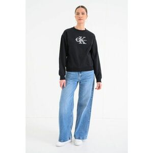 Bluza de trening cu imprimeu logo si maneci cazute - Negru imagine