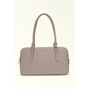 Geanta din piele cu maner Boston - Maro taupe deschis imagine