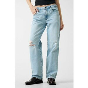 Blugi relaxed fit cu detalii cu aspect deteriorat - Albastru deschis imagine