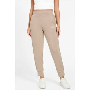 Pantaloni de trening cu croiala conica si detalii cu strasuri - Maro nisip imagine