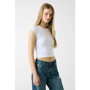 Tricou crop cu logo - Alb optic imagine