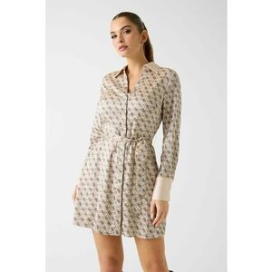 Rochie-camasa scurta cu monograma - Maro/Bej deschis imagine