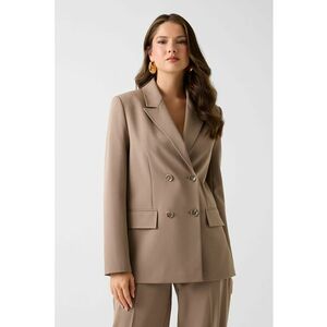 Sacou cu revere decupate - Maro camel imagine