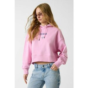 Hanorac crop cu broderie logo - Roz imagine