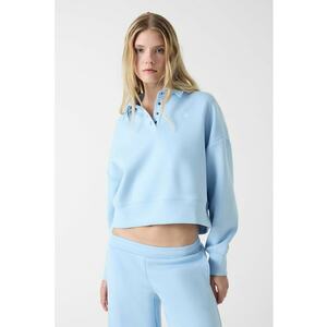 Bluza de trening crop cu guler polo - Albastru glaciar imagine