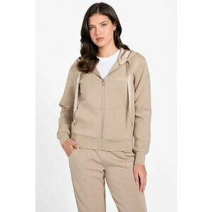 Hanorac cu fermoar si model uni - Maro camel imagine
