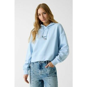 Hanorac crop cu broderie logo - Albastru deschis imagine