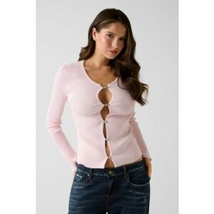 Pulover slim fit cu decolteu rotund - Roz imagine