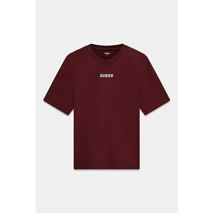 Tricou cu decolteu rotund si logo pentru fitness - Alb/Visiniu imagine