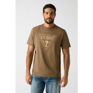 Tricou din bumbac cu imprimeu logo - Bej/Maro deschis imagine