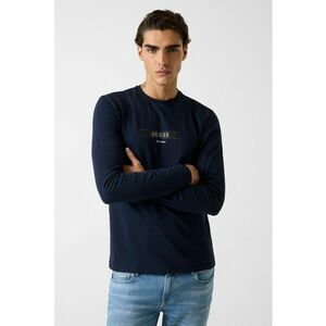 Bluza din amestec de bumbac cu detaliu logo - Bleumarin imagine