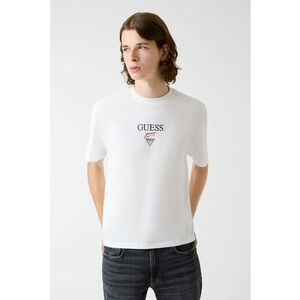 Tricou supradimensionat din bumbac cu broderie logo - Alb imagine