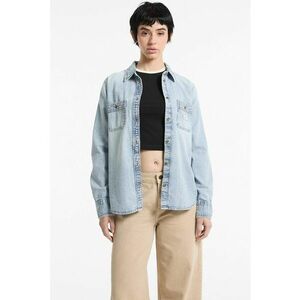 Camasa din denim cu buzunare pe piept - Albastru deschis imagine