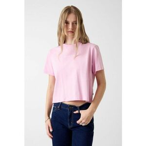 Tricou de bumbac cu logo - Roz pastel imagine