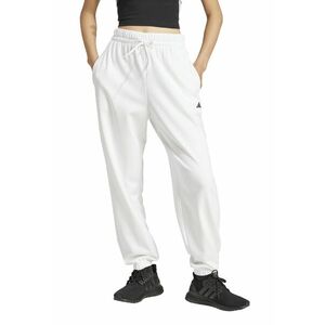 Pantaloni de trening cu snur in talie si croiala conica - Alb optic imagine