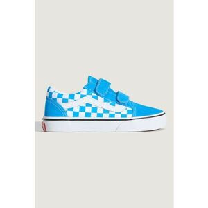 Tenisi cu garnituri din piele intoarsa si velcro Old Skool - Alb/Albastru imagine