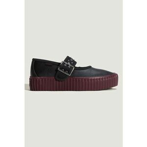 Balerini Mary Jane din piele ecologica Creeper - Negru/Violet tyrian imagine