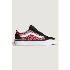 Tenisi din piele intoarsa si material textil cu animal print Old Skool - Negru/Fucsia imagine