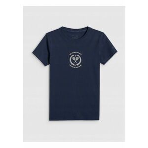 Tricou dama bumbac - slim - imprimeu - Bleumarin imagine